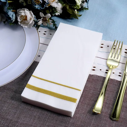 Miniatura 3 de FOCUSLINE 200 servilletas de baño desechables con tacto de lino, suaves y absorbentes, toallas de mano de papel para invitados, toallas de mano