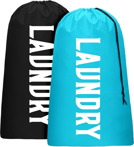 Paquete de 2 bolsas de lavandería de viaje XL, organizador de ropa sucia lavable a máquina, lo suficientemente grande como para contener 4 cargas de