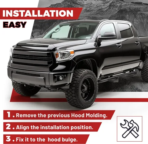 Miniatura 6 de HECASA Toma de Aire del Capó Compatible con Toyota Tundra 2014-2021 Repuesto para 761800C030 TO1231102 REPT133702 Parrilla Delantera Negra Superior