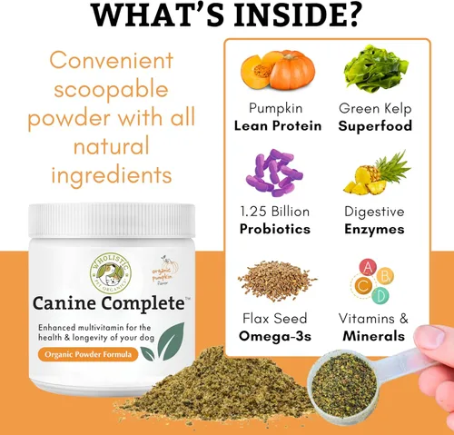 Miniatura 5 de Wholistic Pet Organics Canine Complete - Polvo multivitamínico para perros, 1 libra, vitaminas diarias para perros y suplementos para alimentos