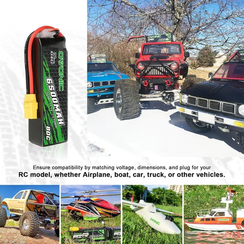 Miniatura 5 de OVONIC Lipo Batería 80C 6500mah 3S 11.1V Hardcase con XT90 Plug para Arrma Rc batería de coche