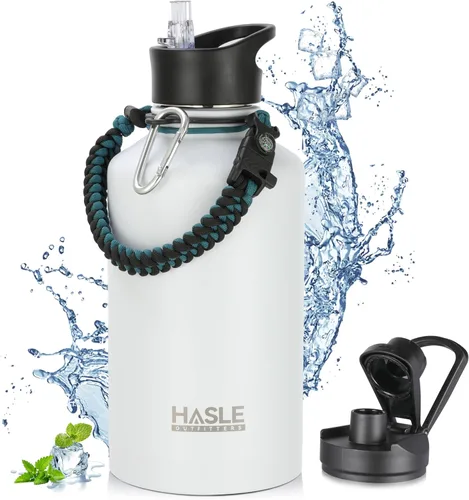 Miniatura 32 de HASLE OUTFITTERS Botella de agua aislada de 22 onzas, botella de agua de acero inoxidable de doble pared, boca ancha con tapa de popote y tapa