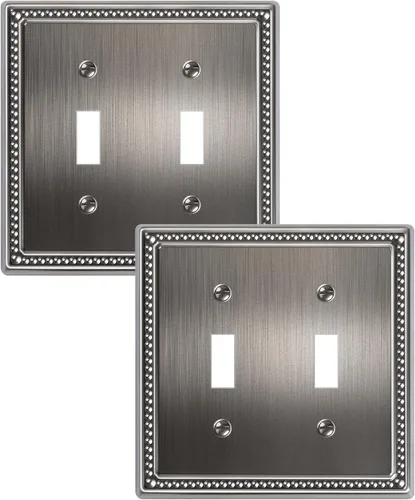 Miniatura 103 de Paquete de 4 placas de cubierta para interruptor de luz de palanca individual, cubiertas decorativas de perlas, placa de pared de metal almendra