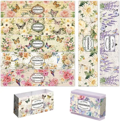 Miniatura 10 de PH PandaHall 90 piezas de papel de embalaje de jabón, 9 estilos de papel de jabón de insectos, etiqueta vertical de papel de estraza para jabón