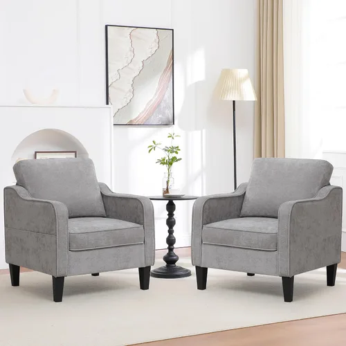Miniatura 10 de Silla decorativa para sala de estar, silla de lectura moderna de mediados de siglo para dormitorio, sillón tapizado con bolsillos laterales, cómodo