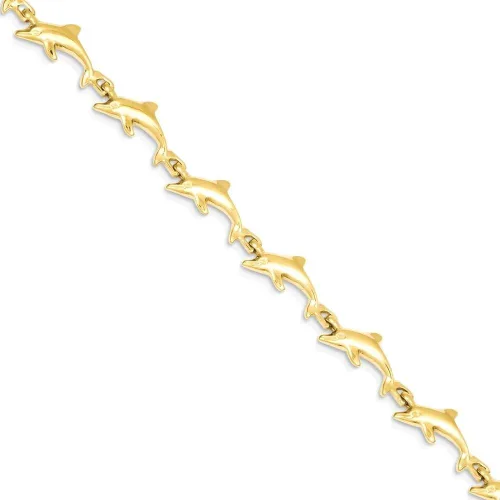 Miniatura 8 de Pulsera de delfín de oro amarillo de 14 quilates 7 pulgadas joyería fina para mujer regalos para ella