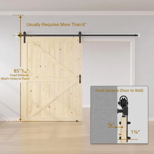 Miniatura 5 de SMARTSTANDARD Puerta corredera de granero de 54 x 84 pulgadas con kit de herrajes para puerta de granero de 9 pies incluido, puerta de madera maciza