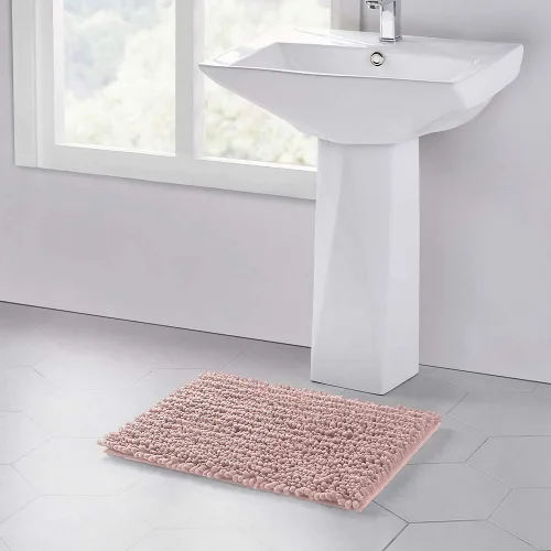 Miniatura 2 de Walensee Alfombra de baño antideslizante (24x17 pulgadas, rosa polvoriento) absorbente de agua, súper suave, lanuda de felpilla, lavable a máquina