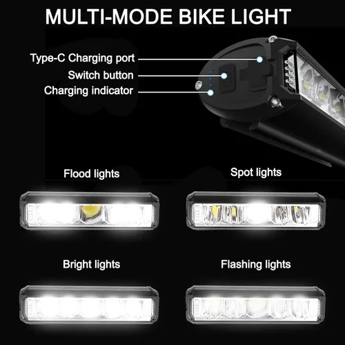 Miniatura 2 de 17* LED 4800 Lumen Bike Lights, USB-C Rechargeable Bicycle Light, Super Bright Bike Lights for Night Riding, IP65 Waterproof Bicycle Headlight for