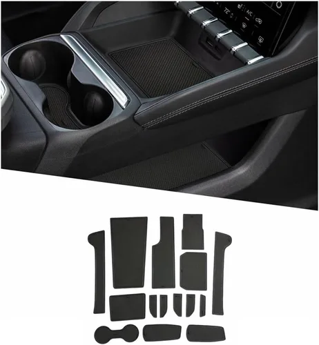 Miniatura 19 de Alfombrillas de ranura de puerta Acadia 2025 2026 para accesorios GMC Acadia 2026, alfombrillas de goma interior antideslizantes, forro de consola