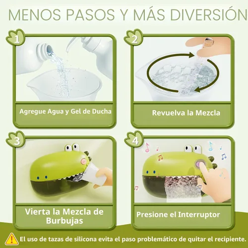 Miniatura 5 de Lehoo Castle Juguetes de baño para bebés, máquina de burbujas de baño para niños, juguete de bañera automático para niños pequeños con 12 melodías