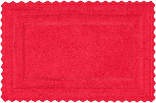 Miniatura 59 de Royal Blaze Tapete de baño de algodón rojo, reversible, pequeño ovalado de 18 x 26 pulgadas, lavable y decorativo