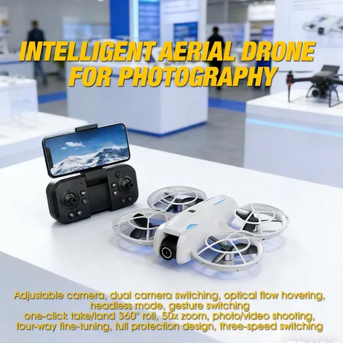 Miniatura 9 de dron con cámara 4K para principiantes adultos, cuadricóptero RC con retención de altitud, despegue/aterrizaje con una tecla, seguimiento automático