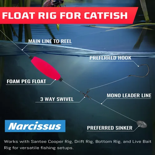 Miniatura 4 de Narcissus Fishing Bobbers Floats for Catfish,Foam Fishing Peg FloatsFreshwater and Saltwater,Perfect for Santee Catfish Rig 9 piezas