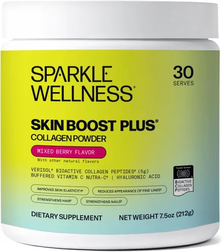 Sparkle Wellness VERISOL Péptidos de colágeno hidrolizados bioactivos | Polvo de colágeno con vitamina C y ácido hialurónico para la salud del