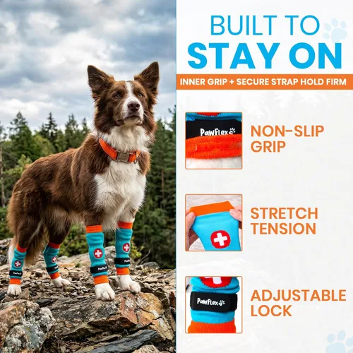 Miniatura 6 de PawFlex Comfy Paws - Leggings protectores antideslizantes de algodón para perros Funda médica para mascotas para patas de perros con agarre