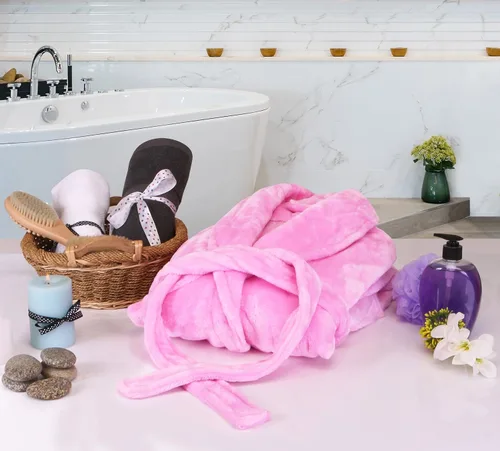 Miniatura 7 de NY Threads - Bata de baño en material de polar bata para spa de felpa suave con cuello chal para mujer