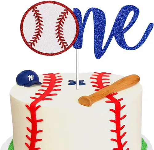 Decoración para tartas de béisbol con purpurina, decoración de pastel de primer cumpleaños, temática deportiva, temática de béisbol, suministros de