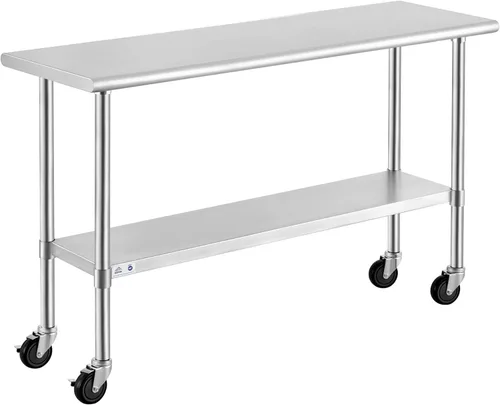 Miniatura 33 de Mesa de acero inoxidable para preparación y trabajo con protector contra salpicaduras, 24x72 pulgadas