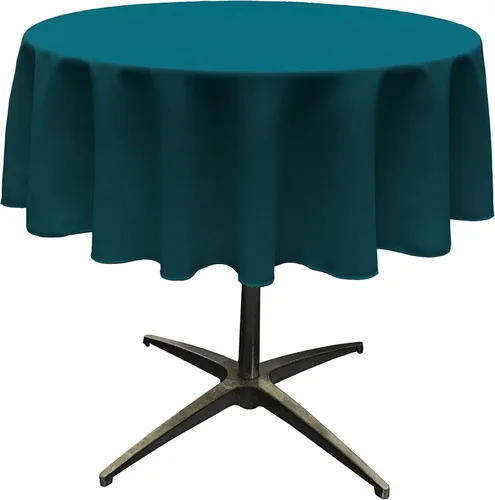 Miniatura 107 de LA Linen - Mantel redondo lavable de popelina de poliéster, resistente a manchas y arrugas, 51", mantel de tela para comedor, cocina, fiesta, Negro