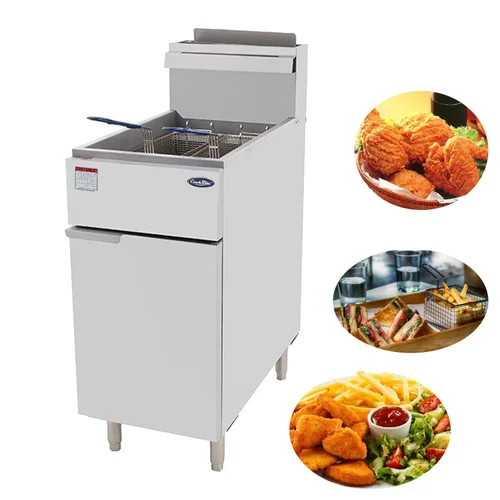 Miniatura 2 de CookRite ATFS-40 Freidora comercial con cestas, 3 tubos de acero inoxidable, freidoras de piso de gas natural, 102000 BTU