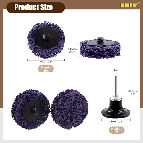 Miniatura 2 de 11 piezas de discos de tira de cambio rápido de 2" fáciles para amoladora angular, accesorios para tiras de pintura, rueda de eliminación de óxido