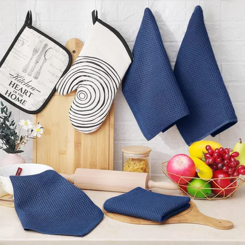 Miniatura 86 de Homaxy Trapos de cocina de 100% algodón, tejido de punto gofre, ultrasuaves, absorbentes y de secado rápido, 12 x 12 pulgadas, paquete de 6, blanco