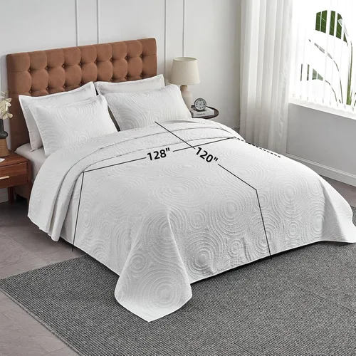 Miniatura 2 de Juego de colcha extragrande Kingnex para cama King 128x120, juego de edredón ligero para cama King extra alta y ancha o Cal King, incluye 1 edredón