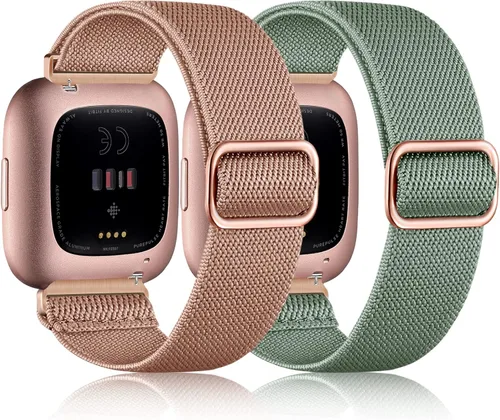 Miniatura 9 de Bandas elásticas compatibles con Fitbit Versa 2 Band para mujeres y hombres, correa deportiva suave ajustable de nailon trenzado transpirable