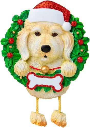 Miniatura 2 de Adorno personalizado para árbol de Navidad de mascota con hueso de perro de Papá Noel con purpurina roja 2025 - Personalización gratuita