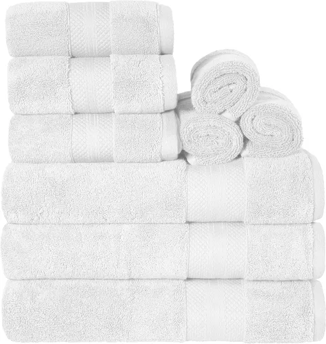 Miniatura 118 de Superior Juego de toallas de algodón turco de 9 piezas, 3 toallas de baño, 3 manos, 3 toallas faciales para el hogar, artículos esenciales de baño