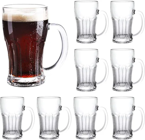 Miniatura 8 de QAPPDA Juego de tazas de cerveza, tazas de vidrio con asa de 16 onzas, vasos de cerveza grandes para congelador, tazas de agua para bebidas frías