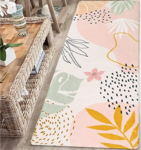 Miniatura 32 de Lahome Alfombra de pasillo rosa - Alfombra de 2x7, alfombra antideslizante lavable para baño, alfombra ligera para piso, alfombras para pasillo