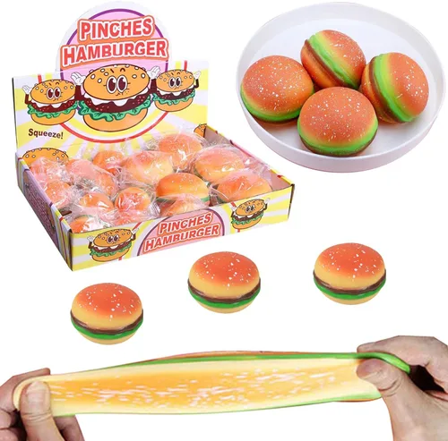 Hamburger Stress Toys - Juguetes para apretar hamburguesas, juguetes elásticos para hamburguesas, juguetes novedosos y divertidos para aliviar el