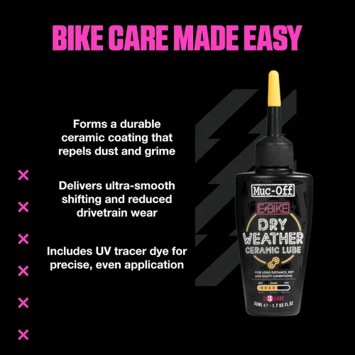 Miniatura 7 de Muc-Off eBike - Lubricante de cadena seca, 1.7 onzas líquidas, lubricante para bicicleta, aceite de cadena de bicicleta, cera de cadena
