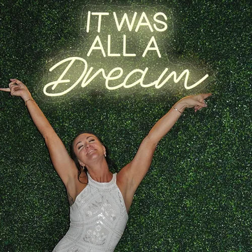 Miniatura 2 de Letrero de neón con texto en inglés «It Was All A Dream», luces LED de neón para decoración de pared, boda, letrero de neón personalizado