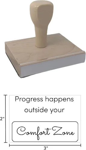 Miniatura 3 de Progress Happens Outside Your Comfort Zone - Sello de madera de 2 x 3 pulgadas