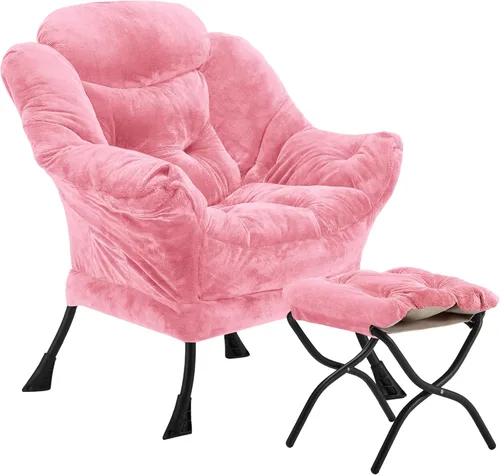Miniatura 16 de Youtanic - Silla de Tela de Terciopelo Grueso y Acolchado, Cómoda Silla de Estar Contemporánea con Marco Estable, Sillón de Sofá de Ocio
