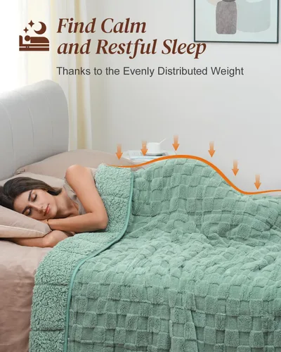 Miniatura 2 de Kivik - Mantas con peso de doble cara para adultos, mantas estampadas a cuadros, súper suaves y pesadas, para sofá y cama, con tela ultra esponjosa
