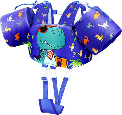 Miniatura 13 de Vvinca Chaleco de natación para niños de 22 a 66 libras, entrenador de natación para niños y niñas con correa de entrepierna antirozaduras