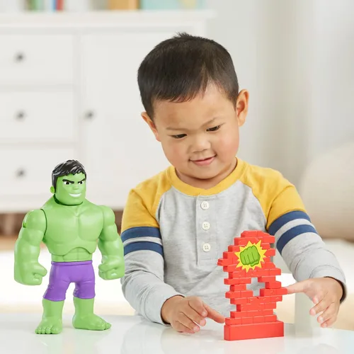 Miniatura 5 de Marvel Spidey and His Amazing Friends Power Smash Hulk Figura de acción, juguetes de Hulk de 10 pulgadas, juguetes preescolares, juguetes
