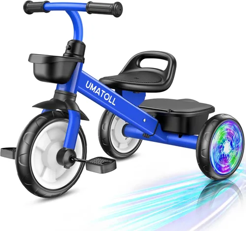 Miniatura 13 de Umatoll Triciclo para niños pequeños de 2 a 5 años, bicicleta ajustable para niños pequeños juguetes al aire libre, regalo de cumpleaños para niño