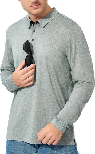 Miniatura 2 de marami Polo de golf para hombre, camisas tácticas de manga larga, de secado rápido, camiseta con cuello de senderismo