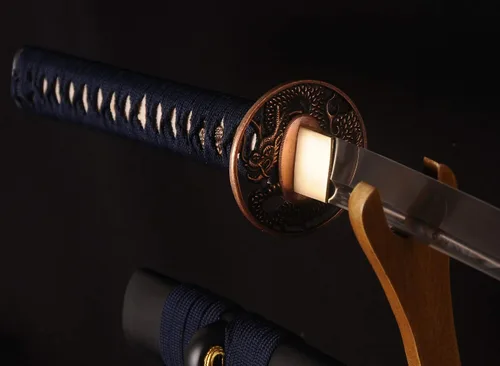 Miniatura 5 de Espada Katana Samurai, espada forjada a mano, acero de alto carbono 1095, práctica, corte real, afilada, hoja de espiga completa, Tsuba temática