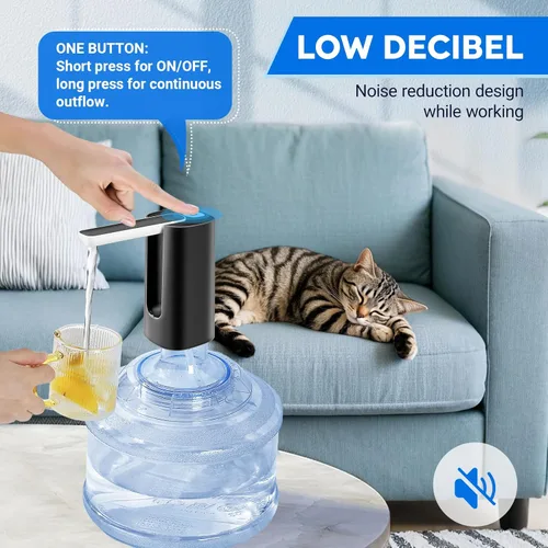 Miniatura 5 de Dispensador de agua plegable para botella de 5 galones, bomba de agua eléctrica para jarra de 5 galones, recargable, portátil, automático, de bajo