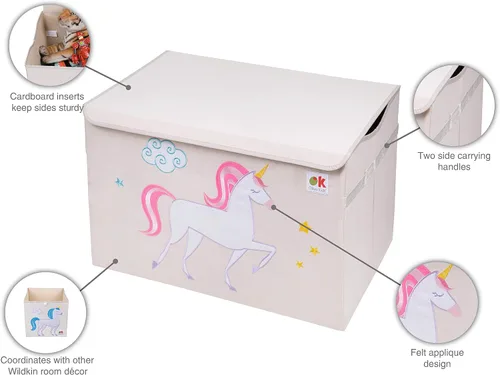 Miniatura 5 de Wildkin Cofre de tela para juguetes para niños, caja de almacenamiento resistente con asa para juguetes y suministros - Unicornio