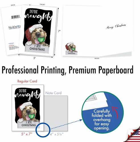 Miniatura 4 de NobleWorks - Tarjeta de felicitación navideña con sobre de 5 x 7 pulgadas, divertida nota de papel con perro (1 tarjeta) - Travesuras de perros