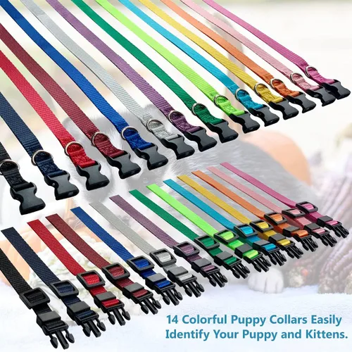 Miniatura 6 de Collar de identificación para cachorros, collares ajustables de identificación para perros recién nacidos, de nailon súper suave, collares