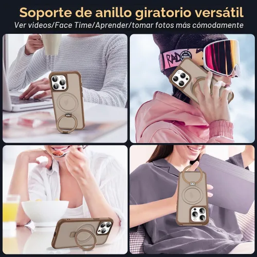 Miniatura 5 de SKYLMW – Funda compatible con iPhone 12 Pro Max y iPhone 13 Pro Max con soporte magnético invisible tipo anillo, fundas translúcidas para teléfonos