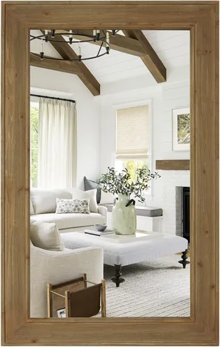 Miniatura 18 de WallBeyond Espejo de Pared de Ratán Rectangular, Espejo de Ratán de 32 X 44 Pulgadas con Marco de Madera para Decoración de Pared, Baño, Sala